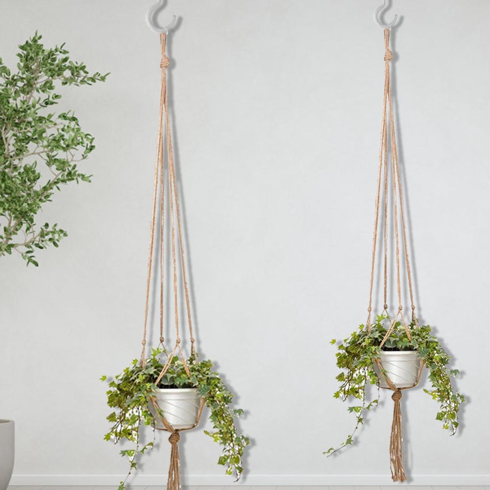 Cuerda para tetera colgante de cáñamo, macramé para planta, maceta para flores, soporte para colgar, colgador de cesta, decoración Vertical para jardín, balcón Q40