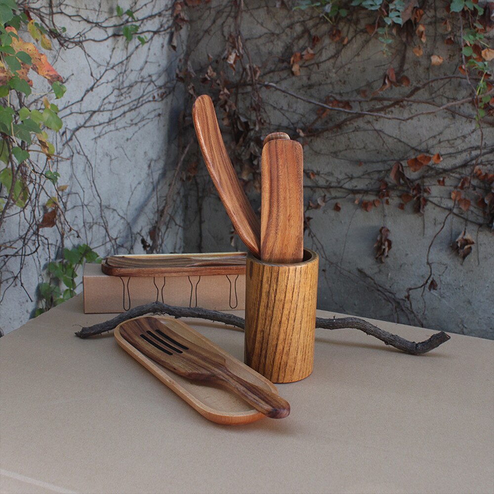 Teak Natürliche Holz Kochgeschirr Küche Utensilien Kochen Werkzeuge setzt Geschirr Geschirr Geschirr Löffel Schaufel Sieb Holz Bausatz