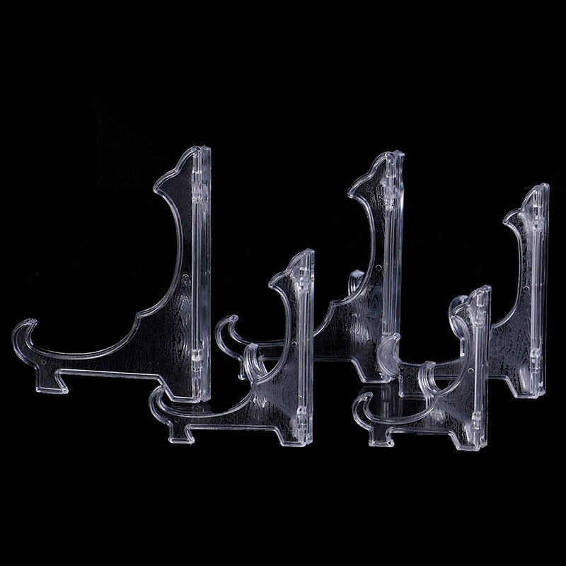 ! 5 stk mini klar plast mynt mineraler plater kort emblem display staffeli stativ holder
