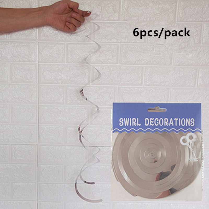 Lote de 6 unidades de guirnaldas de decoración en espiral de techo, feliz decoración para de primer cumpleaños, Bandera de Navidad para niños, niños y niñas: silver