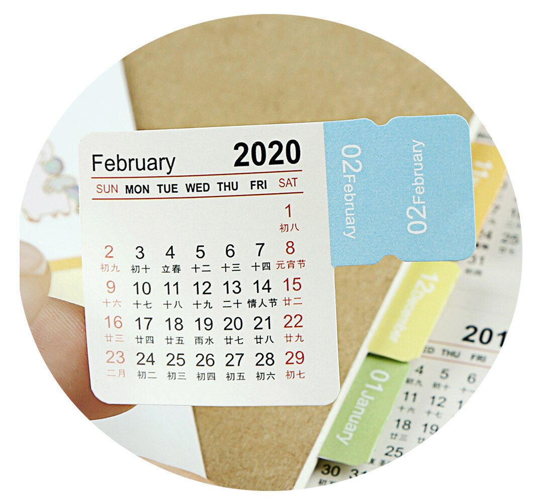 Kalender Stickers Index Bladwijzer Planner Bullet Journal Accessoires Decoratieve Stickers Label Kalender Briefpapier 2pcs