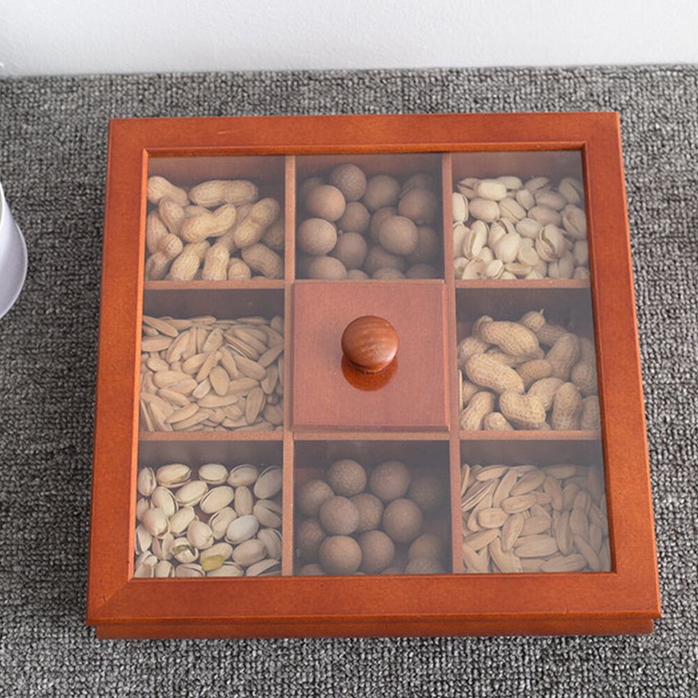 Snack Storage Container Sweets Cookies Desktop Kitchen Sectional Tray Candy Home With Lid Party Serving Wooden Dried Fruit Box: 4