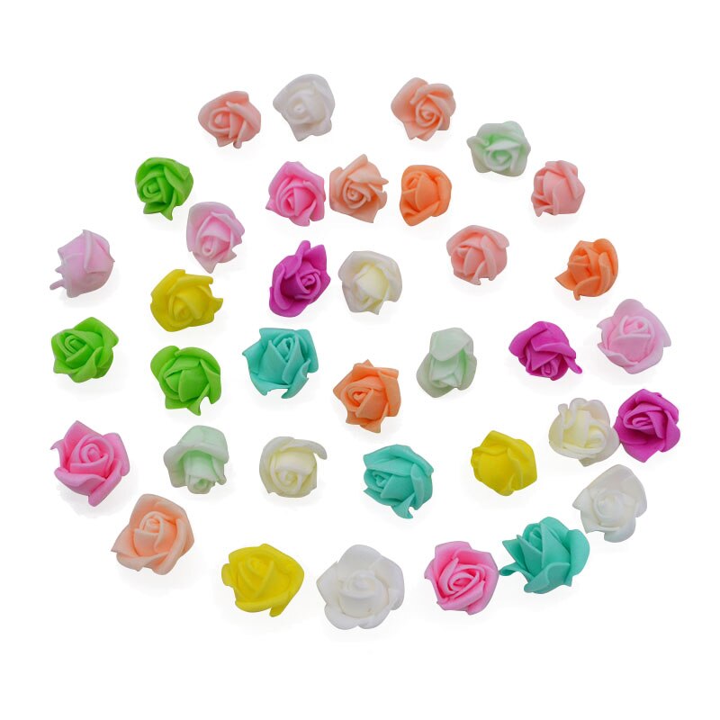 100Pcs/lot 2cm Mini Foam Rose Artificial Flower Heads DIY Craft Decorative Wreath Christmas Wedding Gif Box Decoration