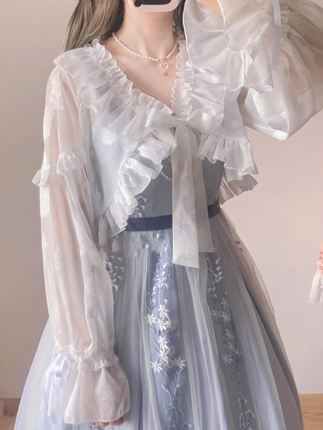 Geraffte Jacken für Damen, bauchfrei, ästhetisch, Sonnenschutz, zart, süß, für Mädchen, Fairycore, beliebt, Puffärmel, sanft, dünn, Sommer-Lolita-Stil