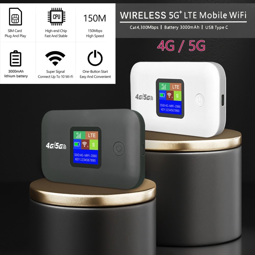 4G/5G Mobile WiFi Router Supports All SIM Cards Strong Signal Pocket WIFI Small Mobile WiFi Mobile Broadband LCD MIFI Hotspot