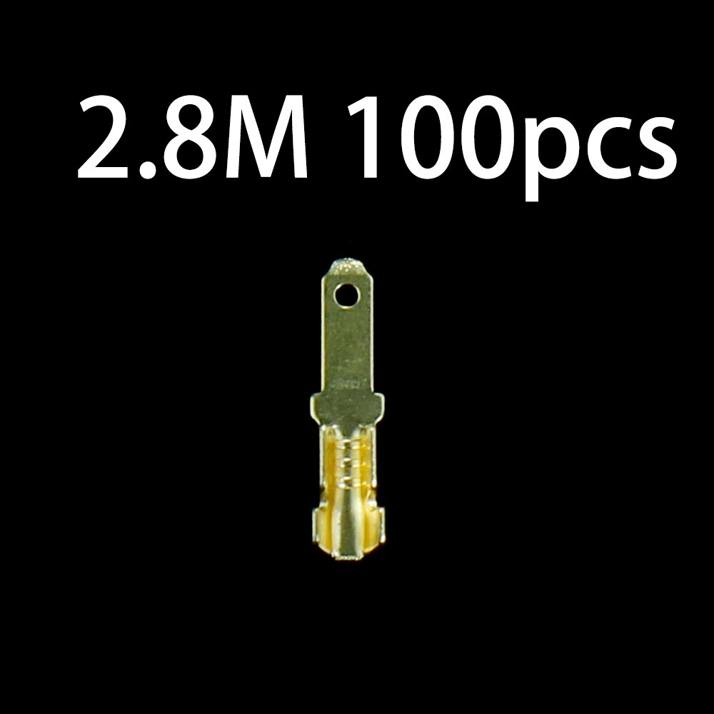 2.8/4.8/6.3Mm Golden Geïsoleerde Wire Crimp Terminal Universele Wond Connector Plug Voorjaar Insert Quick En Eenvoudige terminal Schede: 2.8M 100PCS J