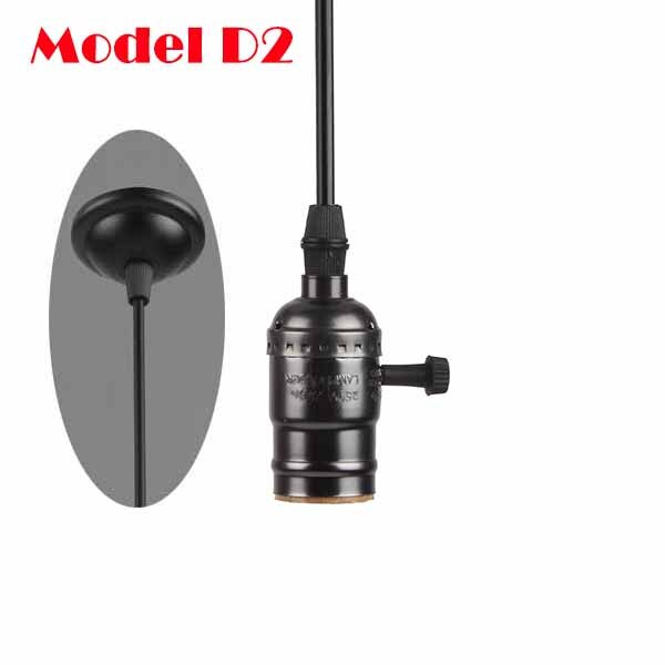 Met Schakelaar/Geen Schakelaar E27/E26 110 V-240 V Vintage Retro Aluminium Schroef Socket Hanger Lamp base Houder Hanglampen [DV5250]: Model D2