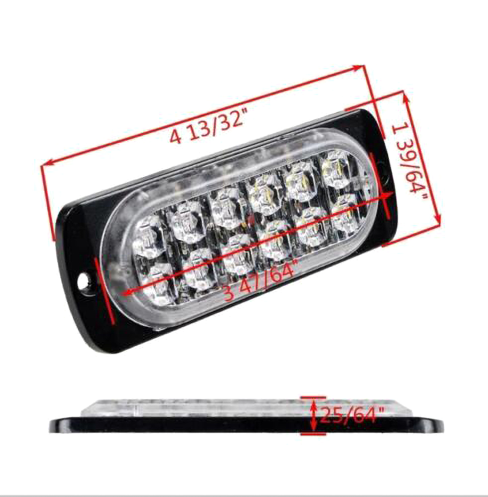 10 PCS LED Side Markers Warning Light Grille Long Bright Lights Emergency 12 LED Amber White Strobe Tow Truck Flashing 12V-24V