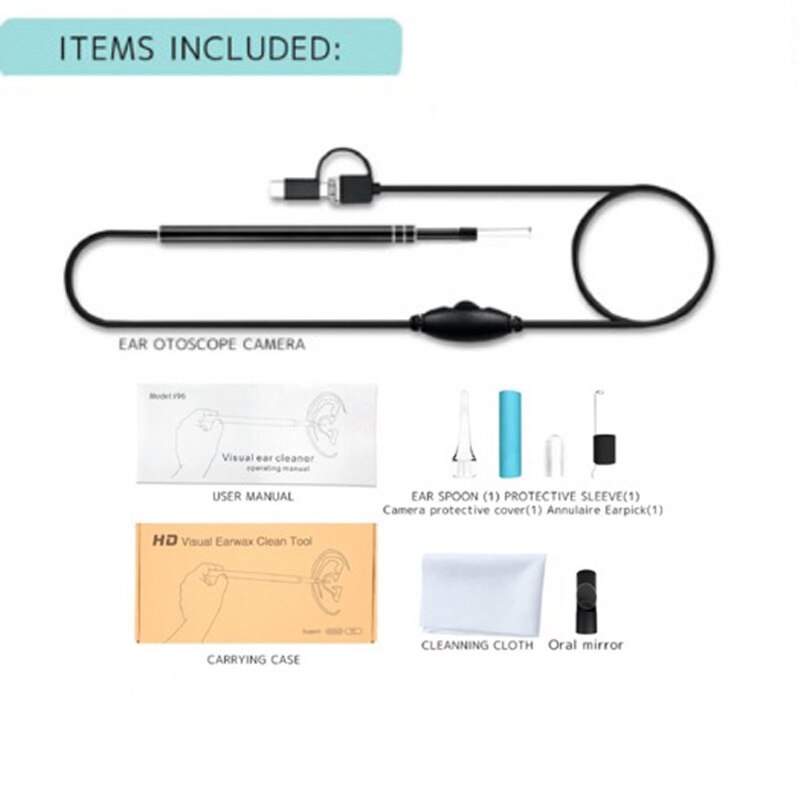 Video Ear Spoon Ear Canal Endoscope High-definition Earpick Visual Earwax Clean Tool 3 In 1 Ear Otoscope Camera Multifunction