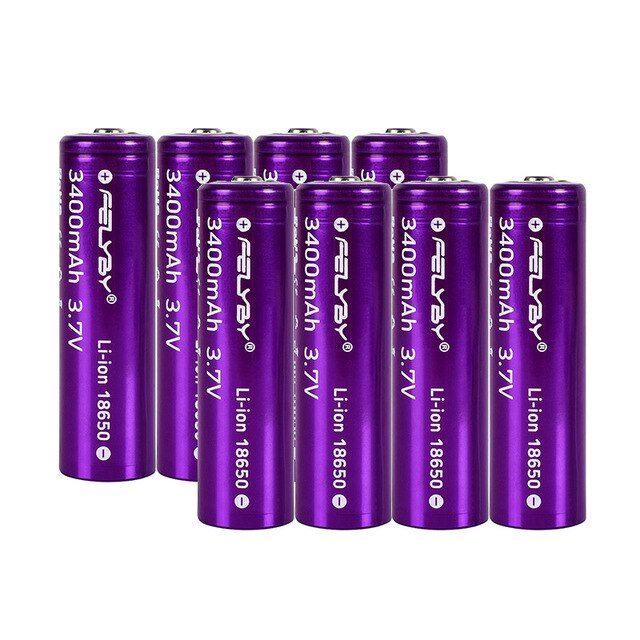 FELYBY Original 18650 Battery 3.7V 3400mAh 2-10pcs High Capacity Lithium Rechargeable Batteries: 8 pcs