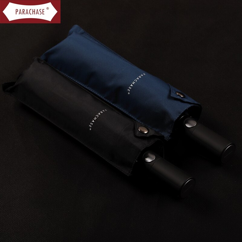 Paracaise-paraguas plegable para hombre, tela Pongee resistente a la lluvia, 102cm, banda Color puro, 3 de negocios