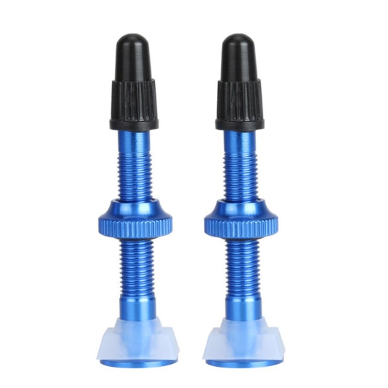Bicycle Valve for Road Tubeless Rim Alloy Stem Brass Core Cap: Blue