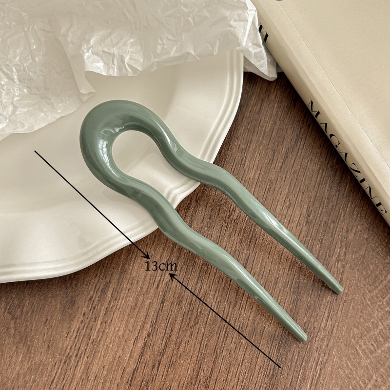 Nueva horquilla para el cabello en forma de U para mujer, horquilla de acetato de concha de tortuga a la , tocados de geométrico, palillos para el cabello, accesorios para el cabello para niña: Rojo