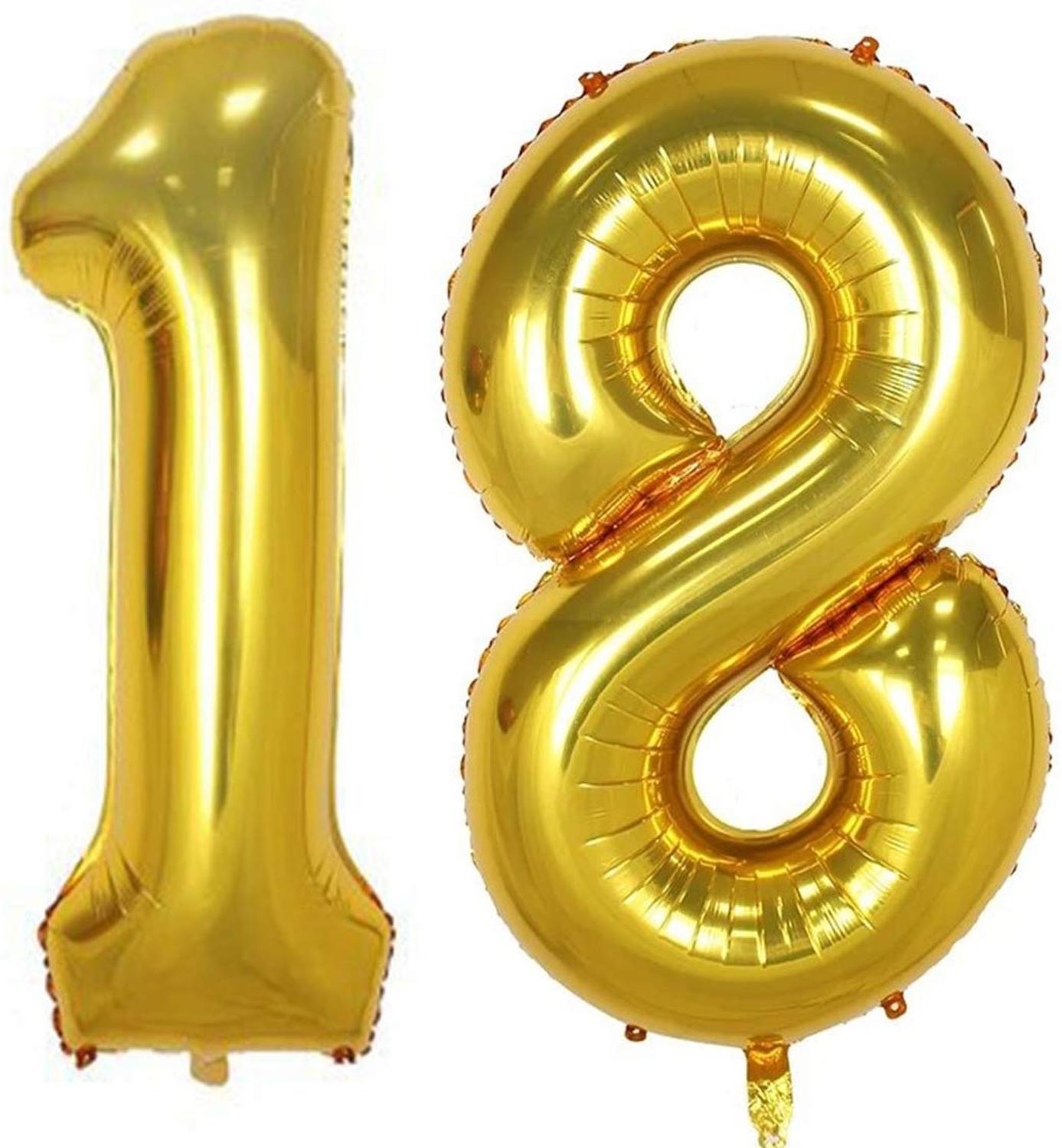 2pcs 32/40 inch Happy 18 Birthday Foil Balloons pink blue gold number 18th Years Old Party Decorations Man Boy Girl Supplies: gold / 32inch