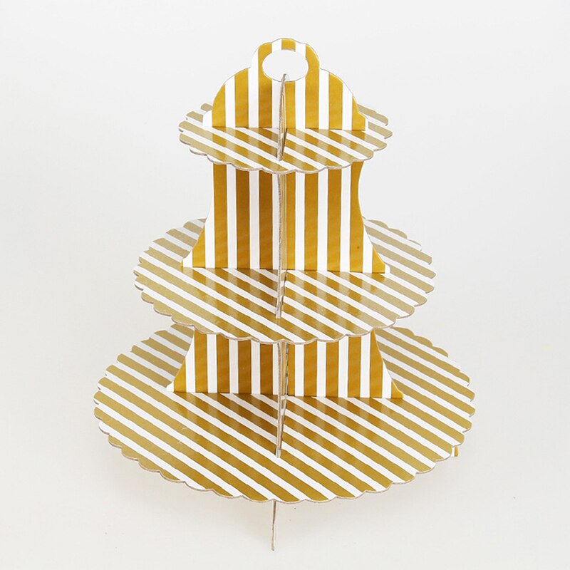 3-Tier Round Cardboard Cupcake Stand Pastry Serving Platter Party Dessert Tower: 3