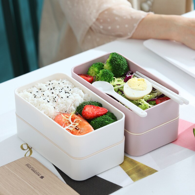 Office Worker Lunch Box Double-Layer Adult Students Portable Microwave Bento Box Separated Insulation Heated Lunch Box Set