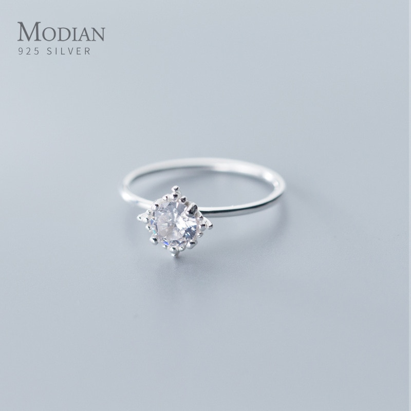 Modian Wedding Engagement Ring Voor Vrouwen Authentieke 925 Sterling Zilver Eenvoudige Radiant Aaa Zirkoon Ring Fijne Sieraden