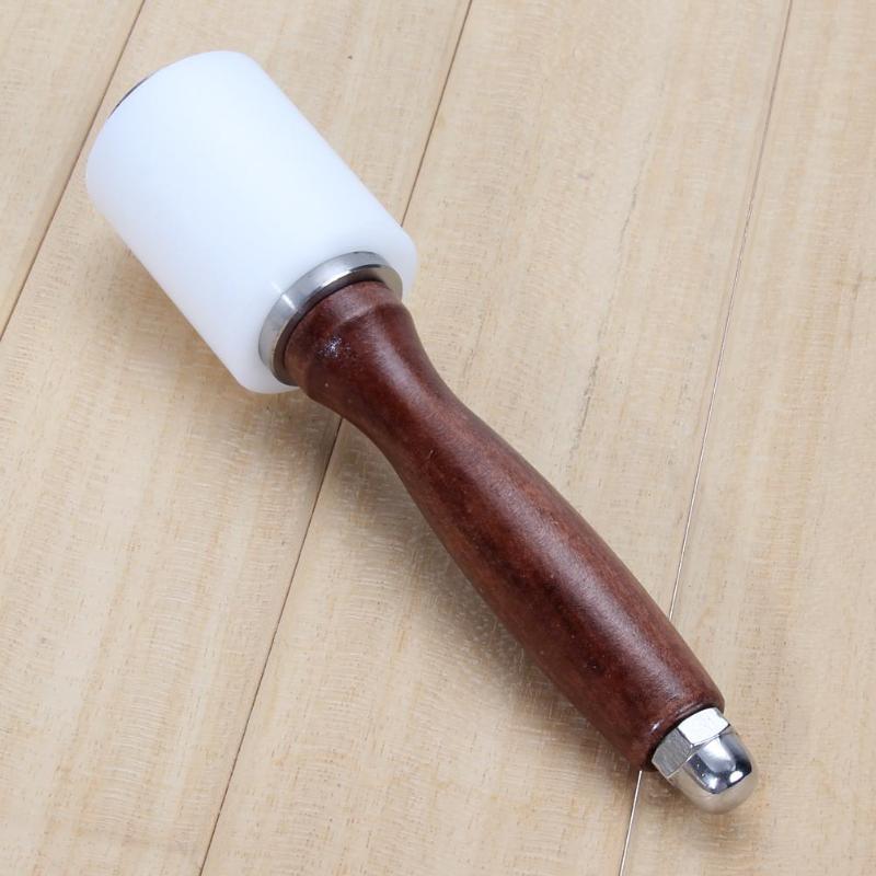 Leather Carving Hammer DIY Leather Craft Punch Cutting Nylon Hammer Tool with Wood Handle Leathercraft Carving Hammer