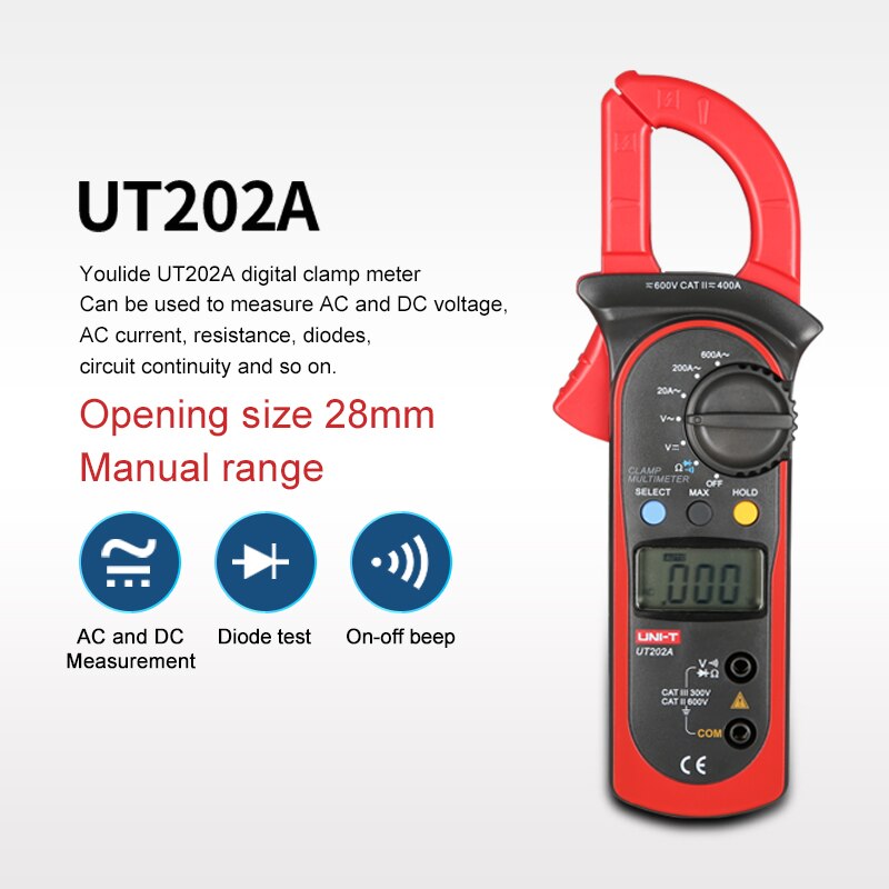 400-600A Digital Clamp Meter Auto range Low battery/over-range indication Auto polarity display AC/DC Voltage Current