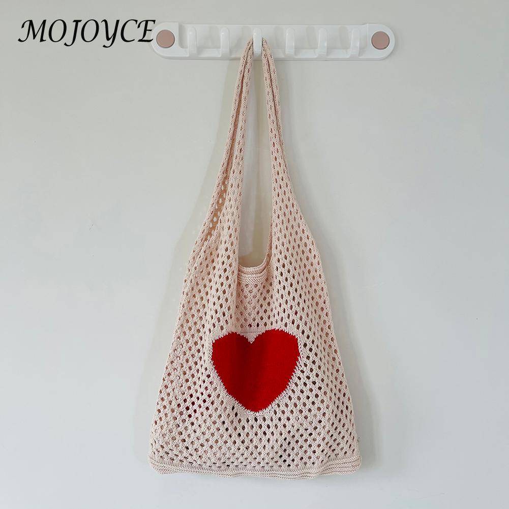 Frauen Gestrickte Schulter Tasche lässig Strand Gittergewebe Hohl gewebte Tote Handtasche Häkeln Tasche Kupplung für Frauen