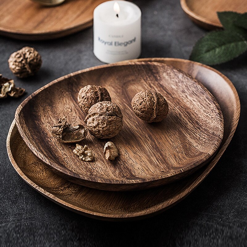 Plateau En Bois Rond - Pour Dessert, Snack, Dîner - Style Moderne - Neuf - Fabriqué En Chine