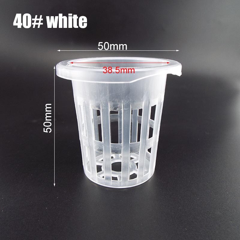 Macetas de malla hidropónica para vivero soporte de cesta de plástico para cultivo de plantas, taza para vivero, plantación de verduras, sin depósito, 50 Uds.: NO.40