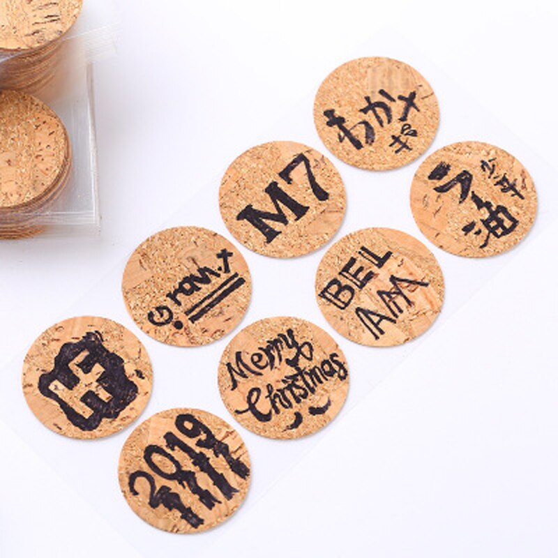 24/48 stuks handgemaakte houten etiketten, stickers, verpakkingsetiketten, afsluitlabels, keukenpotten, bekers, decoratieve labels, planner, album, zelfklevende sticker