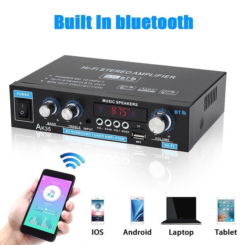 AK35 380 800W Home Digitale Versterkers Audio 110-240V Bass Audio Power Bluetooth Versterker Hifi Fm Auto muziek Subwoofer Speakers
