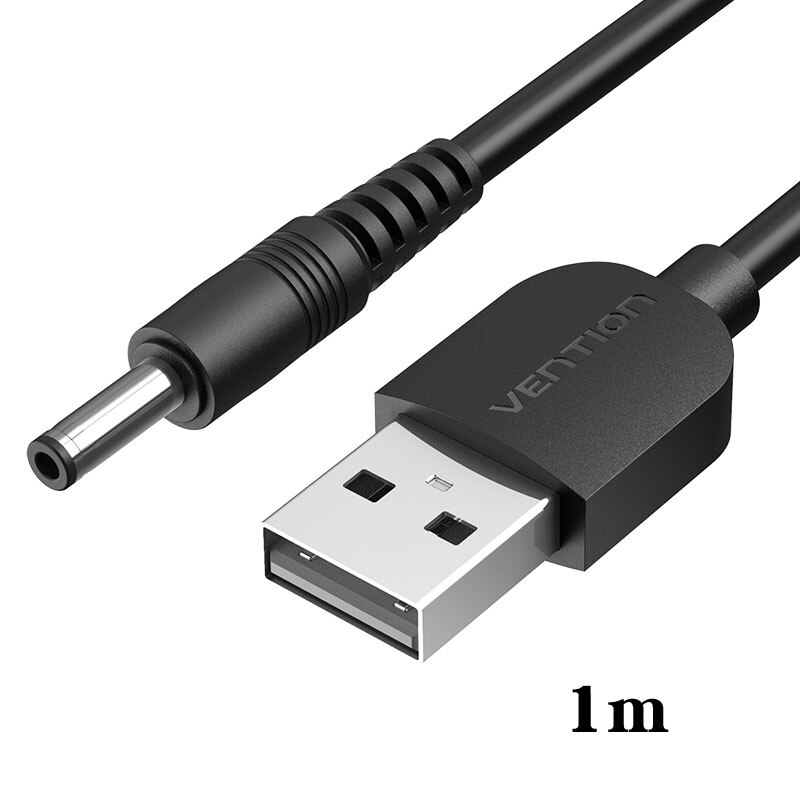 Vención de La USB A DC 3,5mm USB un macho A 3,5 Jack conector 5V adaptador de cargador de fuente de alimentación Cable de alimentación para el Cable HUB USB Cable de alimentación para ventilador: Black 1m