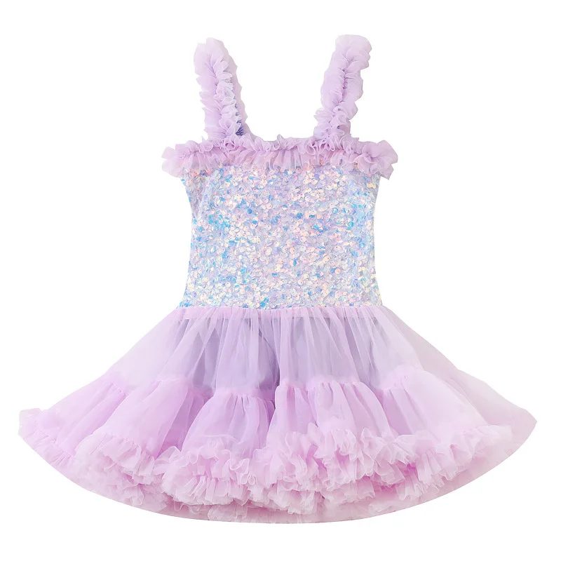 Falda de tul estilo princesa, bonito vestido de actuación para niña, ropa de verano para niños, vestido de baile de cuento de hadas, traje para niña pequeña