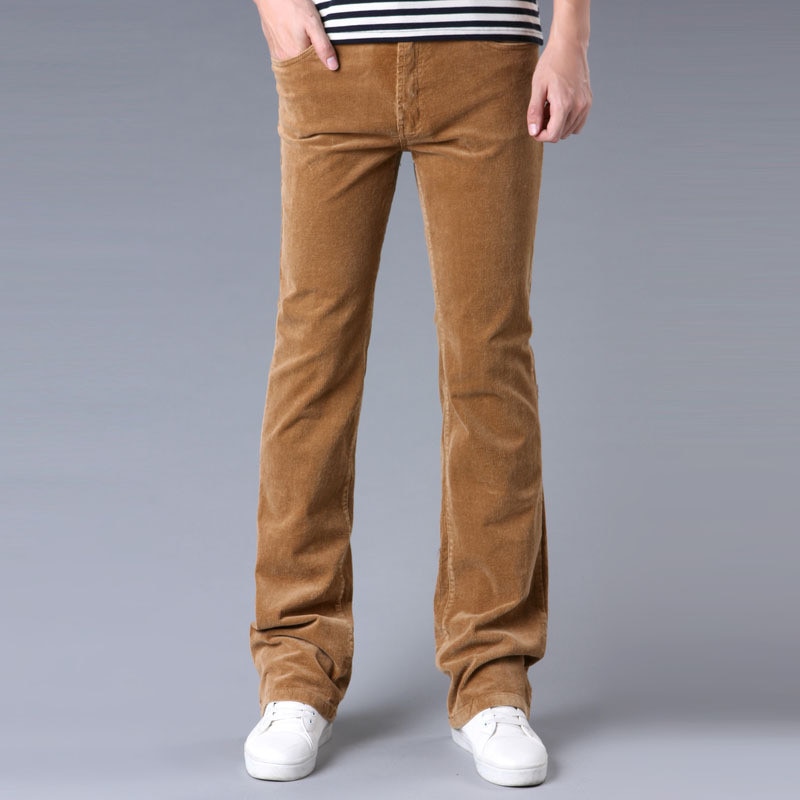 Men's Casual Pants Men's Micro Bell-bottomed Corduroy trousers Korean version of the Stretch Slim Wide Leg pants