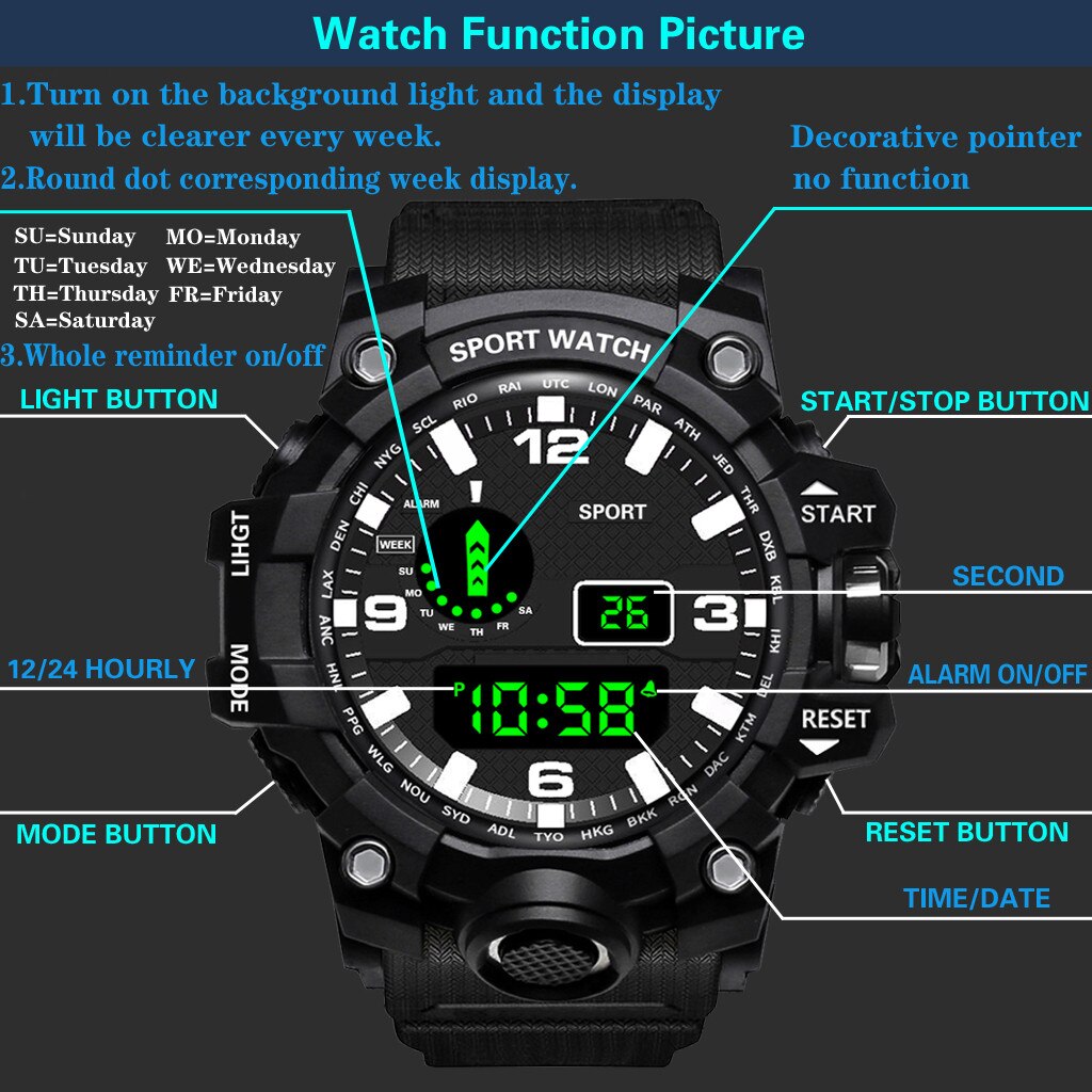 Honhx Luxe Horloge Mannen Reloj Hombre Digitale Led Horloges Datum Sport Mannen Outdoor Montre Elektronische Horloge Relogio Masculino