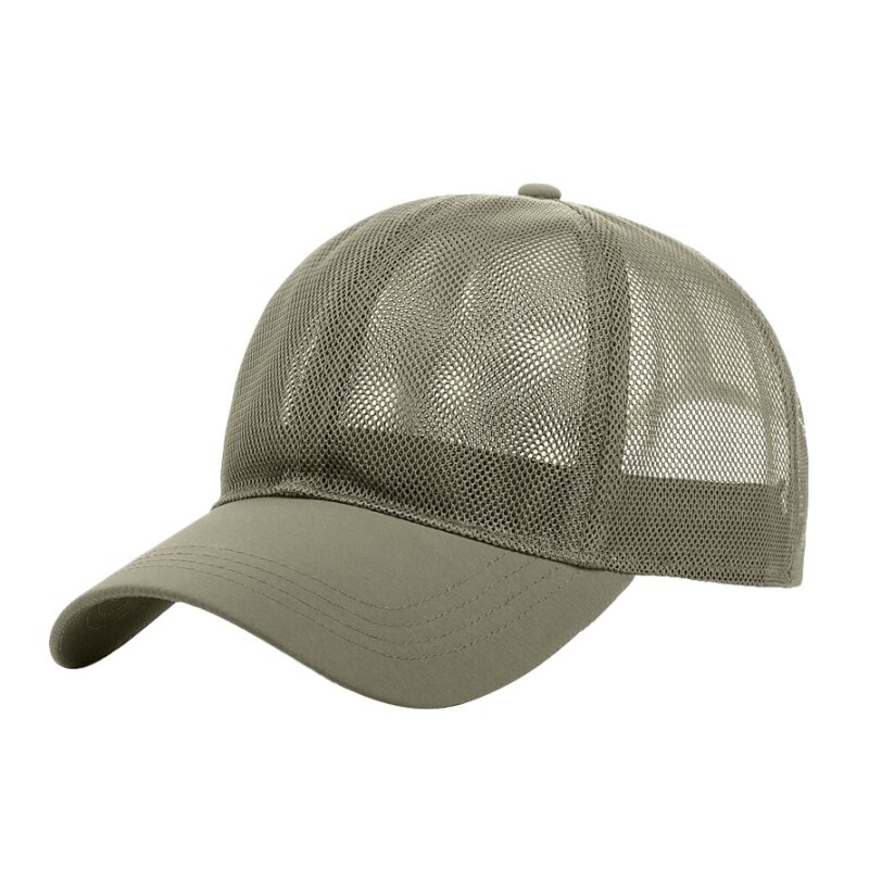 Sport Caps Vrouwen Volledige Mesh Baseball Cap Bone Caps Mannelijke Zwarte Polytail Snapback Zon Hoeden Mannen Uitgerust Trucker Hoed cap: Khaki