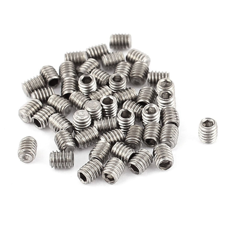 100Pcs Stainless Steel Hex Socket Set: 50Pcs M2.5 X 3Mm Headless Cup Point Grub Screws &amp; 50Pcs M3x4mm Cap Point Grub Screws