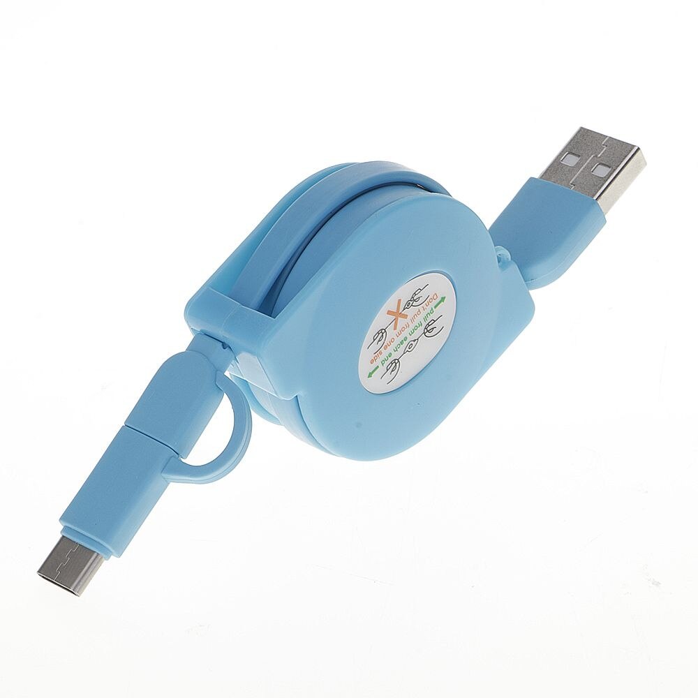 100cm rull linjal 2 in 1 usb datasynkroniseringskabel for lader android+type c micro universal uttrekkbar usb-kabel