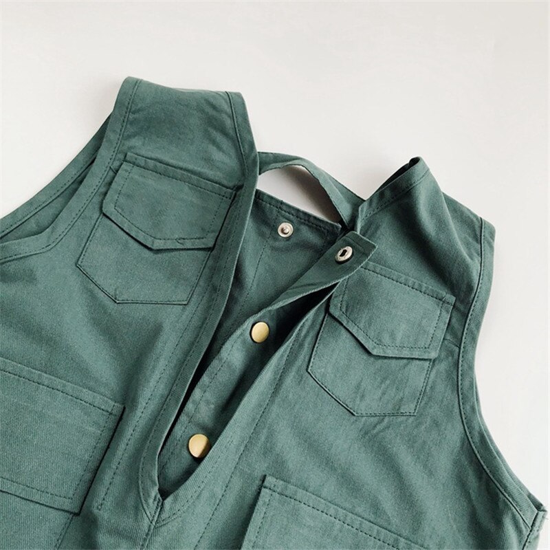 Peuter Kids Meisjes Jongens Overalls Koreaanse Mode Mouwloze Single Breasted Rompertjes Jumpsuit Kinderen Clothings HD05