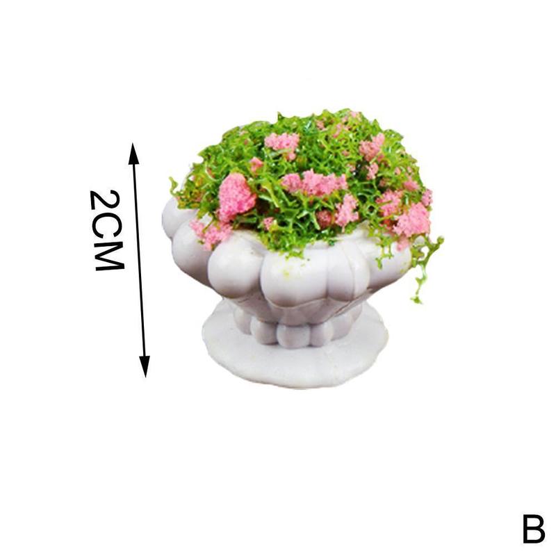 1:12 casa delle bambole casa delle bambole Mini pianta modello fiore finito vaso da fiori paesaggio vaso da fiori all'aperto piante verdi: B