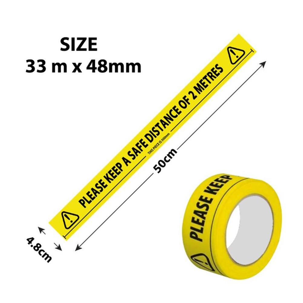 Praktisk pvc gulv advarselstape sikkerhedstape 2m meter fra hinanden social sikker afstand gulvtape 33 m x 48mm