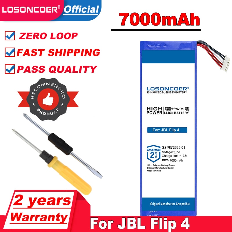 Losoncoer 7000 Mah GSP872693 01 Batterij Voor Jbl Flip 4 Flip4, flip 4 Speciale Editie Speakers Batterij Gratis Tools Standhouder