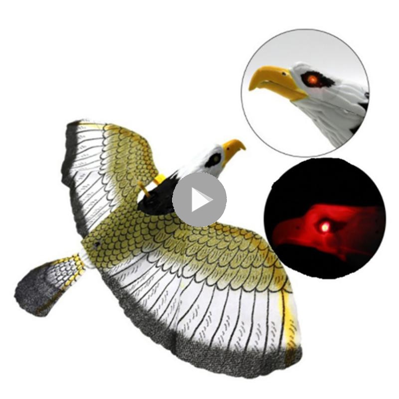 Electric Drive Bird Hanging Line Eagle With Light Music Glowing Eagle Flying Bird Scarer Flying Bird Garden Decor