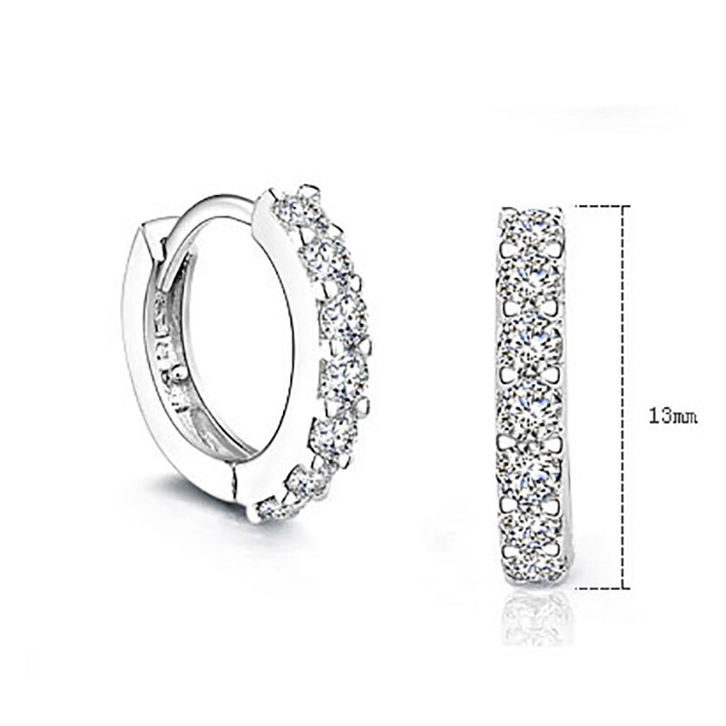 Foxanry Frizzante Singolo 925 Sterling Silver Orecchini Con Perno Per le donne Singola Fila Zircone Orecchino Dei Monili Del Partito Prevenire L'allergia