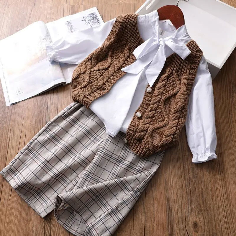 Meisjes Effen Kleur Gebreide Vest En Najaar Baby Trui Kinderen Vest Vest Jas Koreaanse Versie P5825