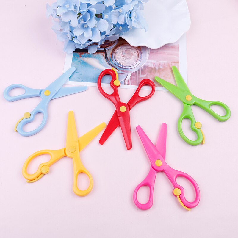 1pcs Plastic Cute Mini Safety Round Head Scissors Student Kids Paper Cutting Kindergarten School Supplies