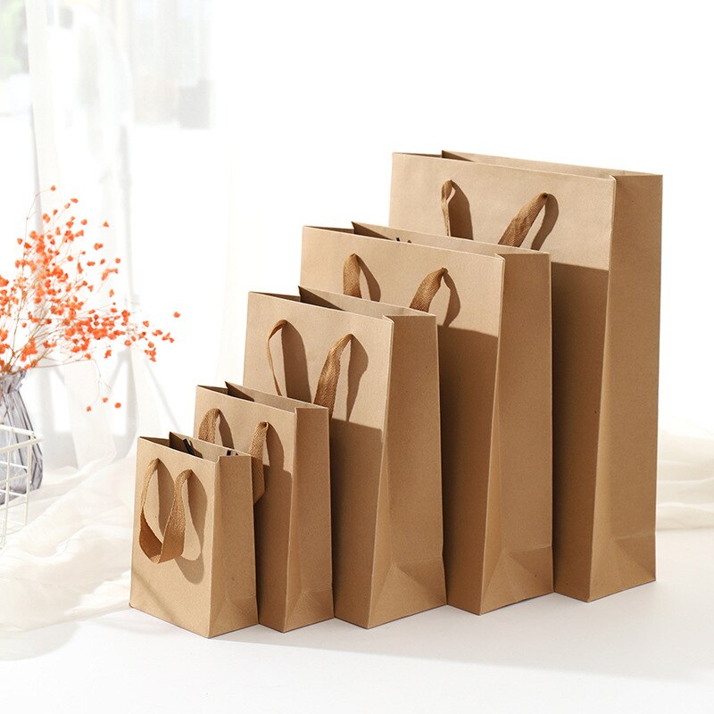 1pc rektangel papposer indkøbsposer med håndtag til tøjbøger emballage bryllupsfødselsdagsfest papirposer