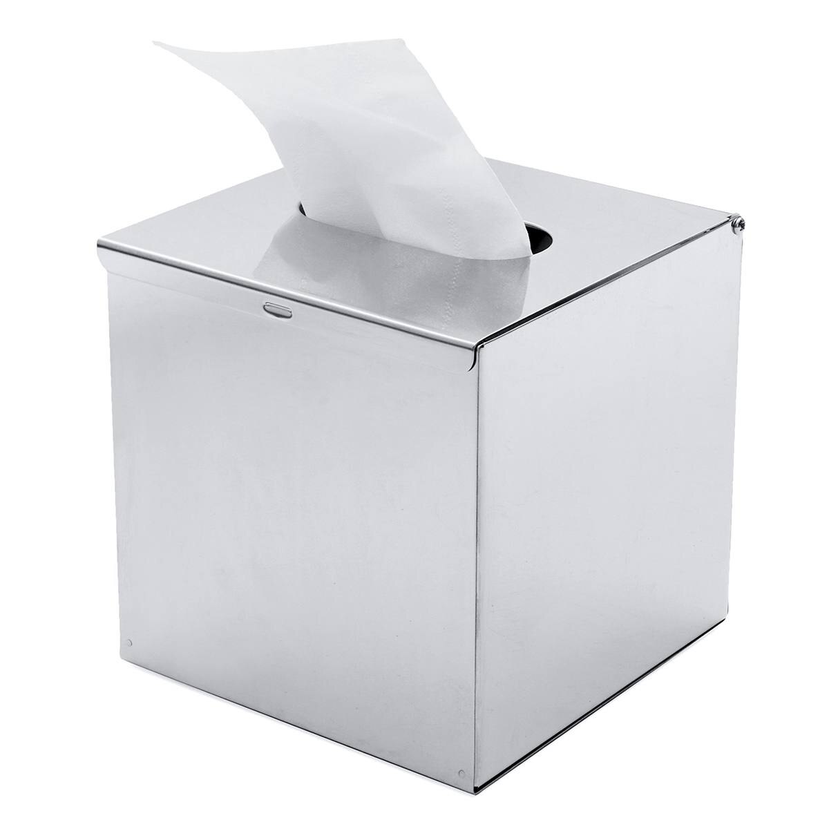 130 x 130 x 130mm Paper Rack Chrome Car Home Cube Square Tissue Box Container Stainless Steel Carton Towel Napkin Tissue Holder