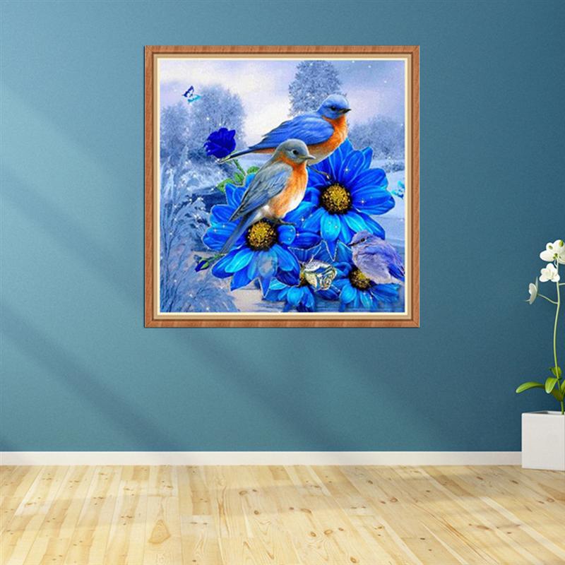 Unframed Diamnond Drawing Cross Stitch Kits Diamond Painting Blue Birds Diamond Wall Painting Stitch Crafts Wall Decoration