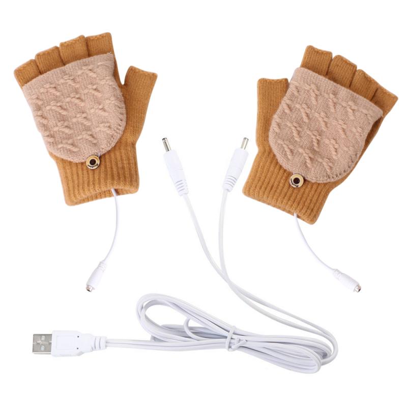 Men Women Winter Heated Gloves Hand Warmer Thermal Electric Gloves Waterproof USB Battery Powered For Half Fingerless Gloves: Other