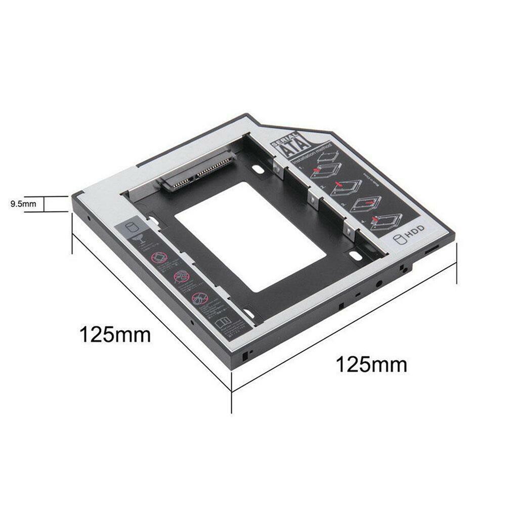 9.5mm Caddy SATA 2nd HDD SSD Hard Drive CD/DVD-ROM Optical Bay adapter