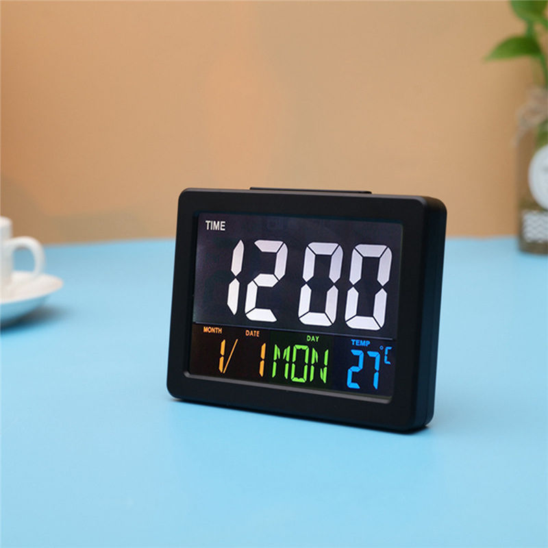Controllo vocale LED Digital Alarm Clock di Ricarica USB LCD Display Scrivania Termometro Calendario Allarme Orologio Luce di Notte Complementi Arredo Casa: 13.5x3.5x10cm D