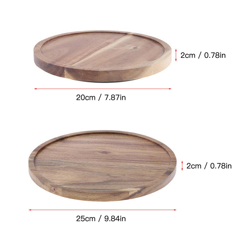 Round solid wood rounded walnut wood wooden fruit plate wooden saucer tea tray dessert dinner breakfast plate tableware set